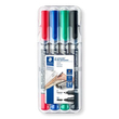 Kép 1/2 - Alkoholos marker készlet, 0,6/1,5 mm, kúpos, kétvégű, STAEDTLER "Lumocolor® duo 348", 4 különböző szín