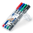 Kép 2/2 - Alkoholos marker készlet, 0,6/1,5 mm, kúpos, kétvégű, STAEDTLER "Lumocolor® duo 348", 4 különböző szín - 2