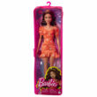 Kép 1/2 - Barbie Fashionistas: Barna hajú Barbie, virág mintás ruhában, cipzáras tartóban