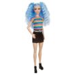 Kép 3/4 - Barbie Fashionistas: Kék hajú Barbie szivárvány csíkos felsőben