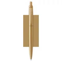 Golyóstoll, 0,7 mm, nyomógombos, arany színű klip, arany tolltest, PARKER, "Royal Jotter XL", kék