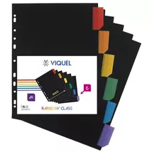Regiszter, műanyag, A4 Maxi, 6 részes, VIQUEL "Rainbow Class", fekete