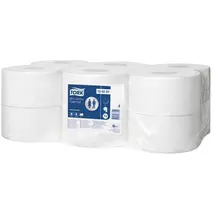 Toalettpapír, T2 rendszer, 2 rétegű, 19, 5 cm átmérő, Advanced, TORK "Mini Jumbo", fehér