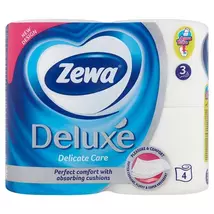 Toalettpapír, 3 rétegű, kistekercses, 4 tekercs, ZEWA "Deluxe", fehér