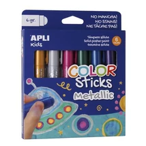 Tempera kréta készlet, APLI Kids "Color Sticks Metallic", 6 különböző metál szín