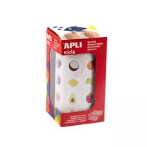 Fejlesztő matricák, 20mm, gyümölcs, APLI Kids "Stickers", vegyes minták, 900 etikett/tekercs