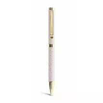 Golyóstoll, 0,8 mm, arany színű klip, rózsaszín tolltest, FILOFAX "Confetti", fekete