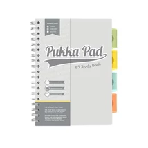 Spirálfüzet, B5, PUKKA PAD "Study book", szürke