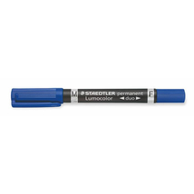 Alkoholos marker, 0,6/1,5 mm, kúpos, kétvégű, STAEDTLER "Lumocolor® duo 348", kék