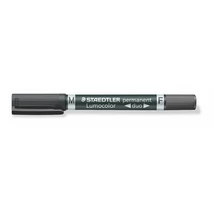 Alkoholos marker, 0,6/1,5 mm, kúpos, kétvégű, STAEDTLER "Lumocolor® duo 348", fekete