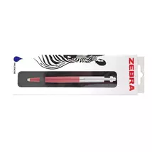 Golyóstoll, 0,24 mm, nyomógombos, ezüst színű klip, pink tolltest, ZEBRA "901", kék