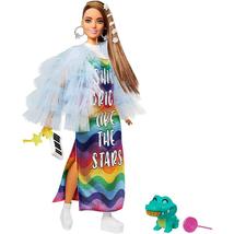 Barbie Fashionistas: Extravagáns barna hajú baba szivárványos ruhában