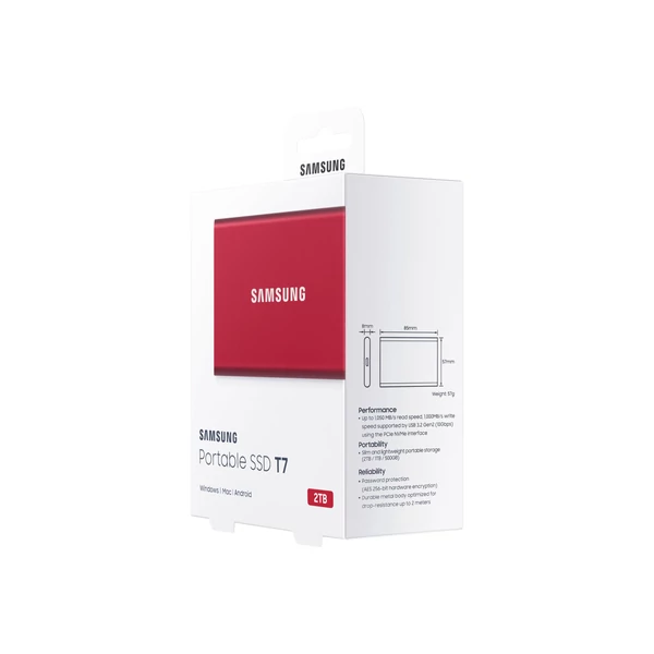 SAMSUNG T7 2TB külső SSD USB-C piros - 9