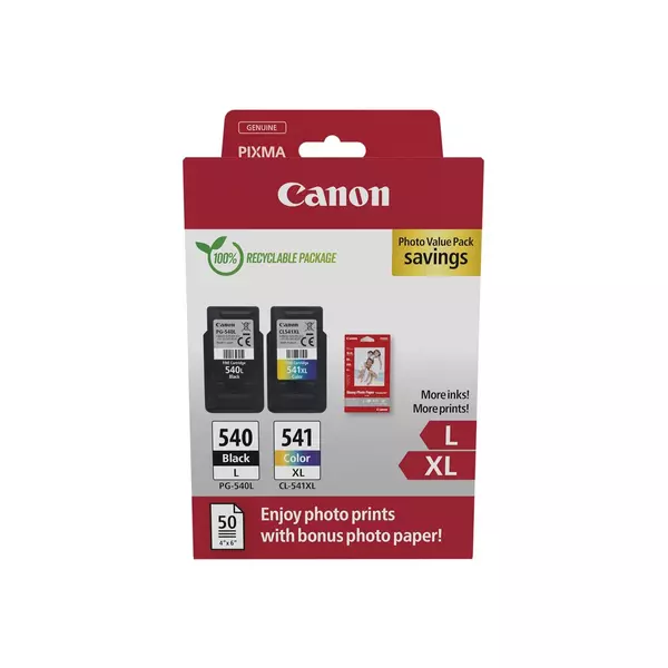 Canon PG-540L (1x11 ml) + CL-541XL (1x15 ml) + 50 lap GP501 10x15 fényes fotópapír Multipack - 2