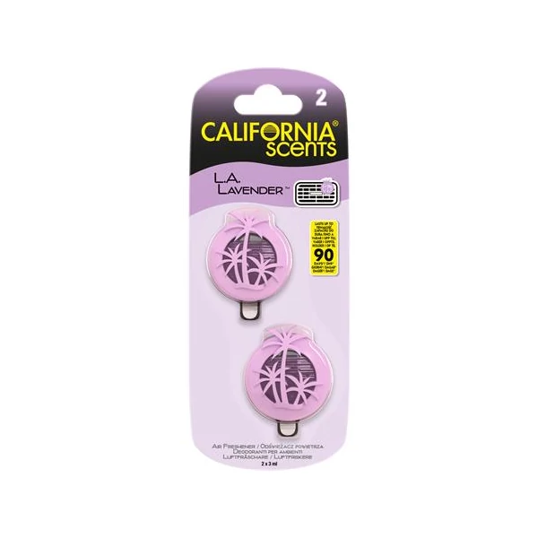 Autóillatosító, mini diffúzer, 2*3 ml, CALIFORNIA SCENTS "La Lavender"