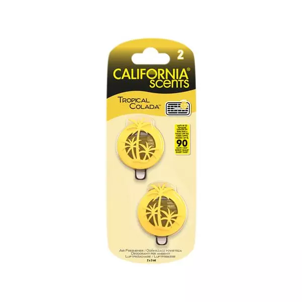Autóillatosító, mini diffúzer, 2*3 ml, CALIFORNIA SCENTS "Tropical Colada"
