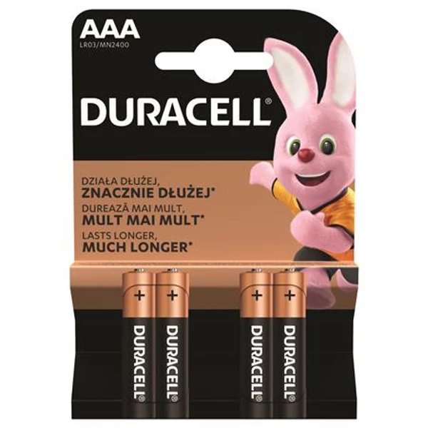 Elem, AAA mikro, 4 db, DURACELL "Basic"