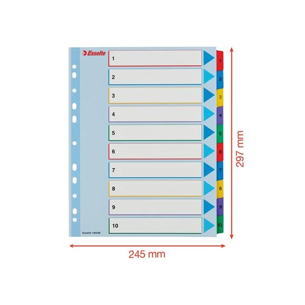 Regiszter, laminált karton, A4 Maxi, 1-10, újraírható, ESSELTE - 6
