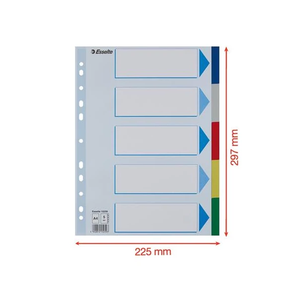 Regiszter, műanyag, A4, 5 részes, ESSELTE - 6