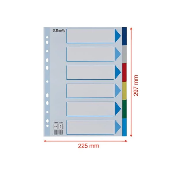 Regiszter, műanyag, A4, 6 részes, ESSELTE - 7