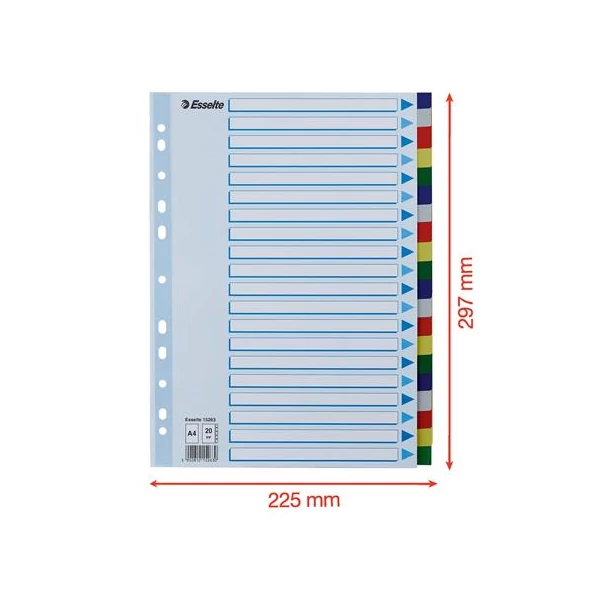 Regiszter, műanyag, A4, 20 részes, ESSELTE - 7