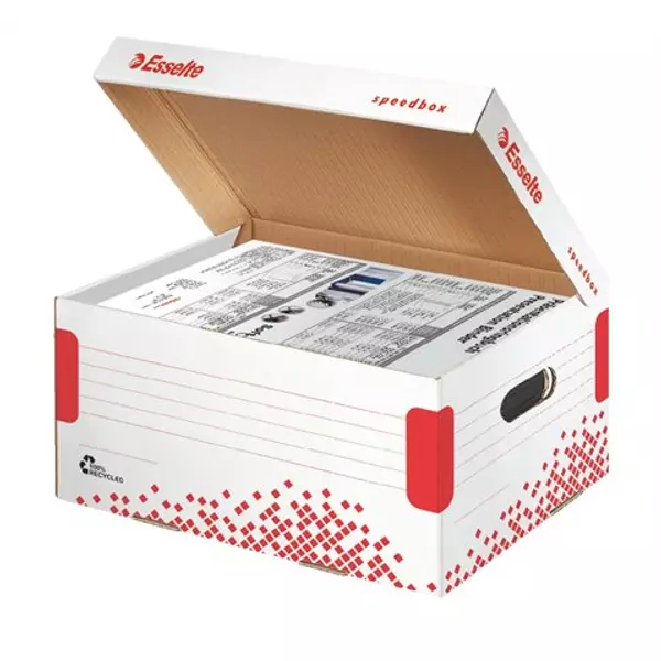 Archiválókonténer, S méret, újrahasznosított karton, ESSELTE "Speedbox", fehér - 2
