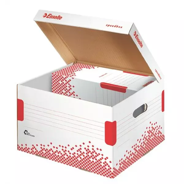 Archiválókonténer, M méret, újrahasznosított karton, ESSELTE "Speedbox", fehér - 2