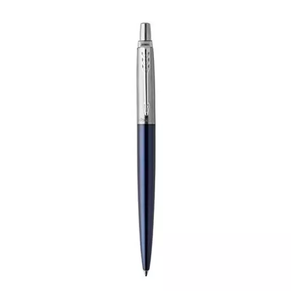 Golyóstoll, 0,7 mm, ezüst színű klip, royal kék tolltest, PARKER, "Royal Jotter", kék