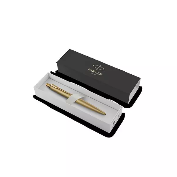 Golyóstoll, 0,7 mm, nyomógombos, arany színű klip, arany tolltest, PARKER, "Royal Jotter XL", kék - 2
