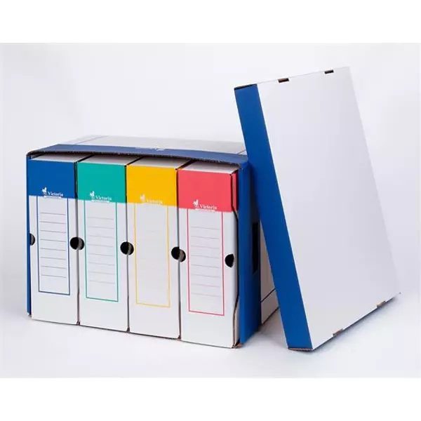 Archiválókonténer, 320x460x270 mm, karton, VICTORIA OFFICE, kék-fehér - 3