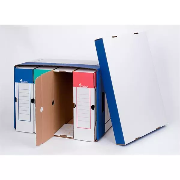 Archiválókonténer, 320x460x270 mm, karton, VICTORIA OFFICE, kék-fehér - 4