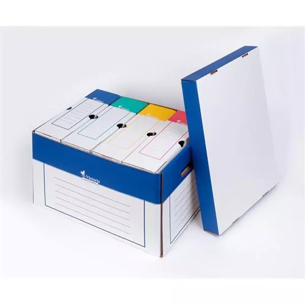 Archiválókonténer, 320x460x270 mm, karton, VICTORIA OFFICE, kék-fehér - 5