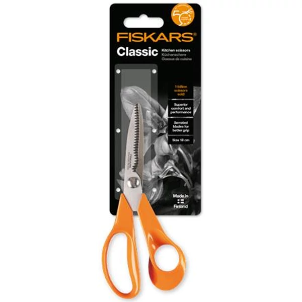 Olló, konyhai, 18 cm FISKARS "Classic", narancssárga - 2