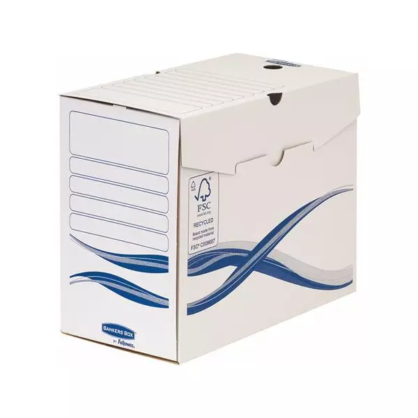 Archiválódoboz, A4, 150 mm, FELLOWES "Bankers Box Basic", kék-fehér