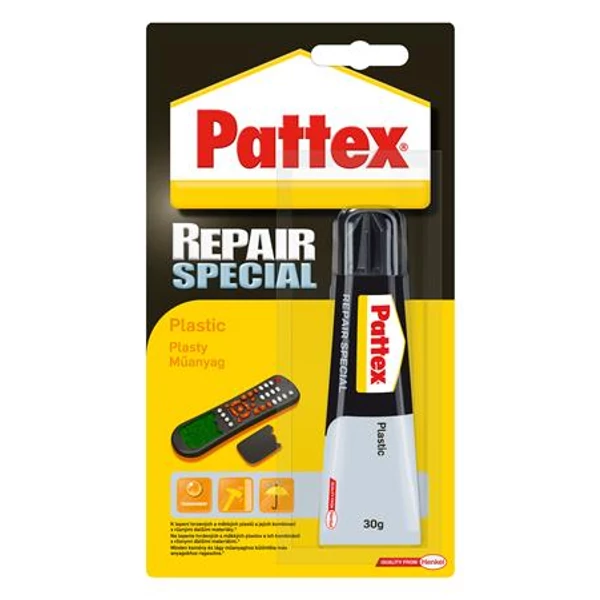 Ragasztó, speciális, 30 g, HENKEL "Pattex Repair Special Műanyag"