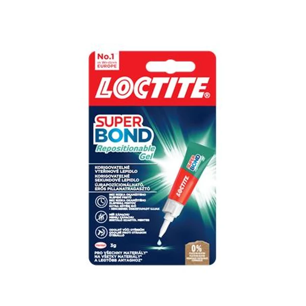 Pillanatragasztó gél, 3 g, HENKEL "Loctite Super Bond Repositionable Gel"