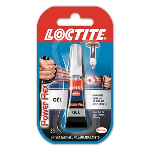 Pillanatragasztó gél, 2 g, HENKEL "Loctite Super Bond Power Flex Gél"