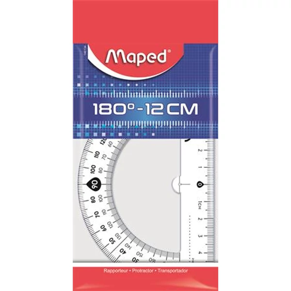 Szögmérő, műanyag 180°-os kínáló dobozos MAPED "Essentials" - 3