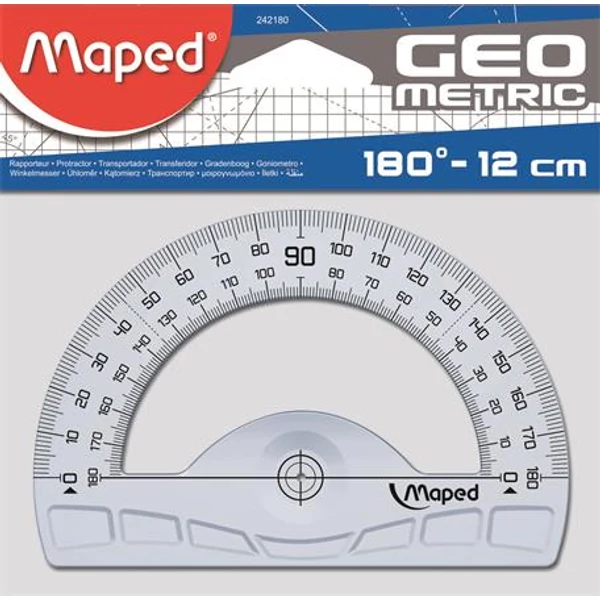 Szögmérő, műanyag, 180°, MAPED "Geometric"