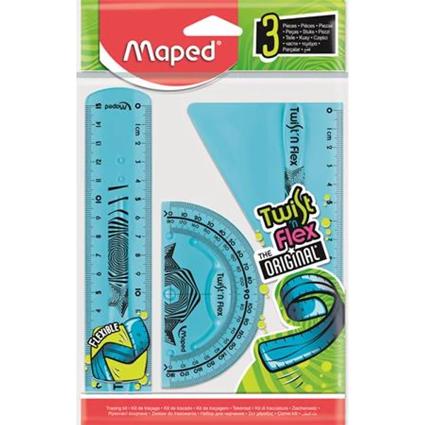 Vonalzókészlet, műanyag, törhetetlen, 3 darabos, MAPED "Twist`n Flex" - 2