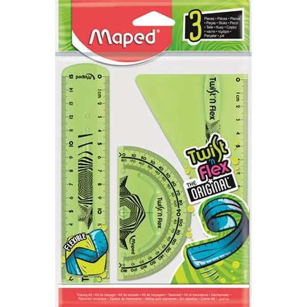 Vonalzókészlet, műanyag, törhetetlen, 3 darabos, MAPED "Twist`n Flex" - 3