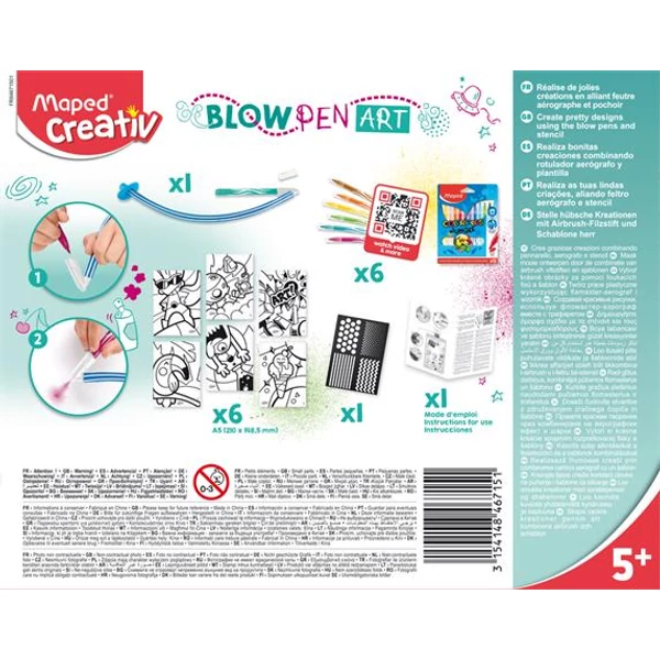 Fújós filctoll készlet, MAPED CREATIV, "Blow pen Art", csíkozás - 3