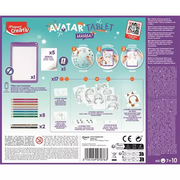 Kreatív készségfejlesztő rajzkészlet, MAPED CREATIV "Avatar Tablet Manga" - 7
