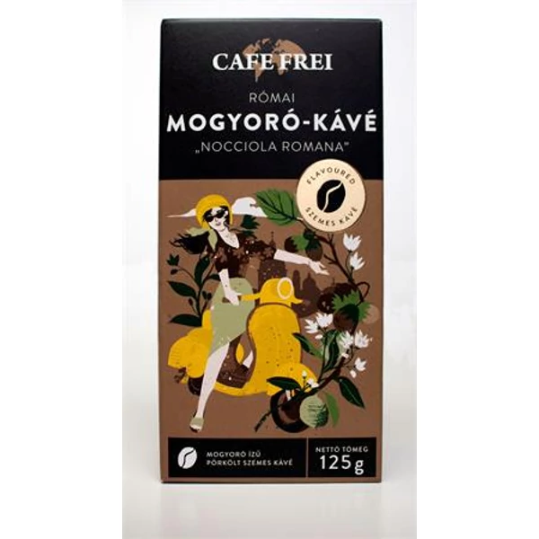 Kávé, pörkölt, szemes, 125 g, CAFE FREI "Római mogyoró"