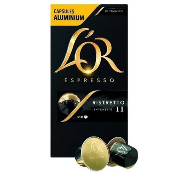 Kávékapszula, 10 db, JACOBS DOUWE EGBERTS "L`OR Ristretto"