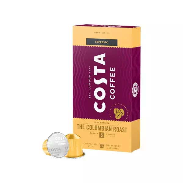Kávékapszula, Nespresso® kompatibilis, 10 db, COSTA, "The Colombian Roast"