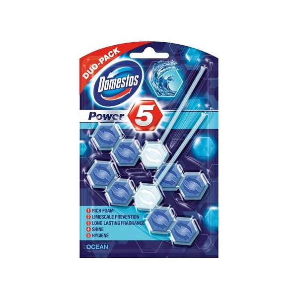 WC fertőtlenítő, 2 db-os, DOMESTOS "Power 5", óceán