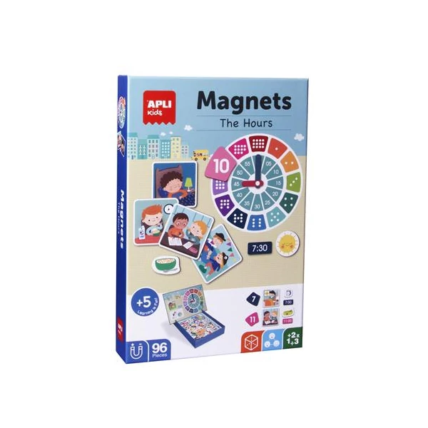 Mágneses készségfejlesztő készlet, 96 db, APLI Kids "Magnets", az órák