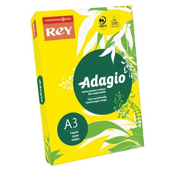 Másolópapír, színes, A3, 80 g, REY "Adagio", intenzív sárga - 2