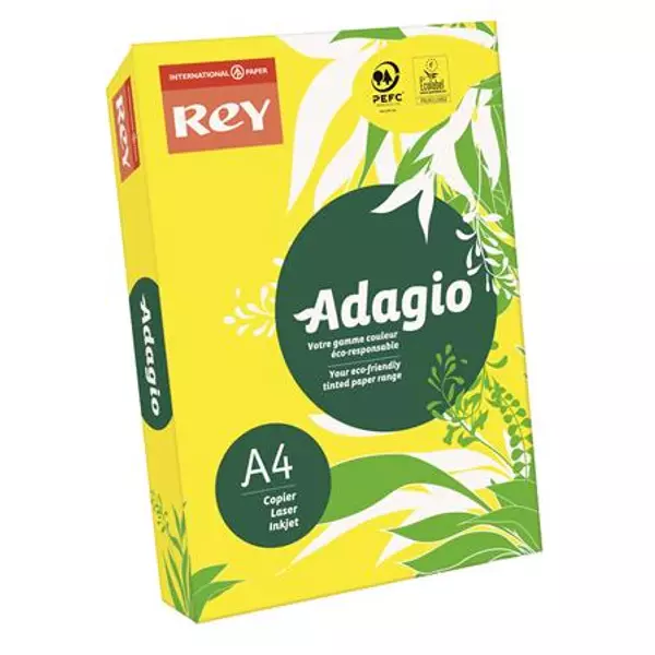 Másolópapír, színes, A4, 160 g, REY "Adagio", intenzív sárga - 2